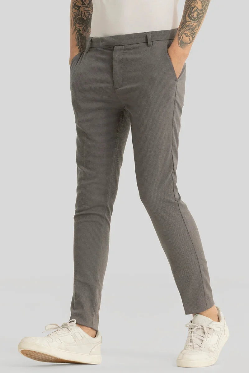 Snitch Grey Yann Grey Plain Slim Fit Trousers for Men | Best Price UAE